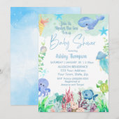 Onder het Zee Boys Baby shower Invitation Kaart (Voorkant / Achterkant)