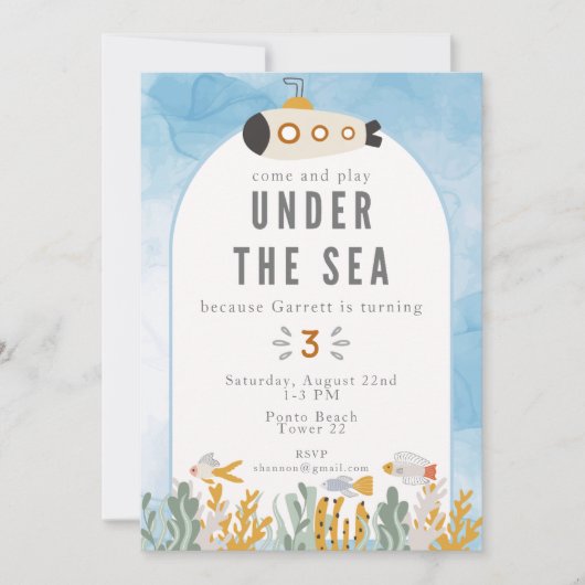 Onder het Zee Boys Verjaardagsuitnodiging Kaart (Voorkant)