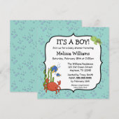 Onder het Zee Bubbles Boy Baby Shower Invitations Kaart (Voorkant / Achterkant)