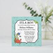 Onder het Zee Bubbles Boy Baby Shower Invitations Kaart (Staand voorkant)