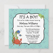 Onder het Zee Bubbles Boy Baby Shower Invitations Kaart (Voorkant)