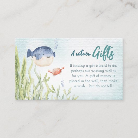 Onder het Zee Cadeaubon Baby shower Kaart (Voorkant)