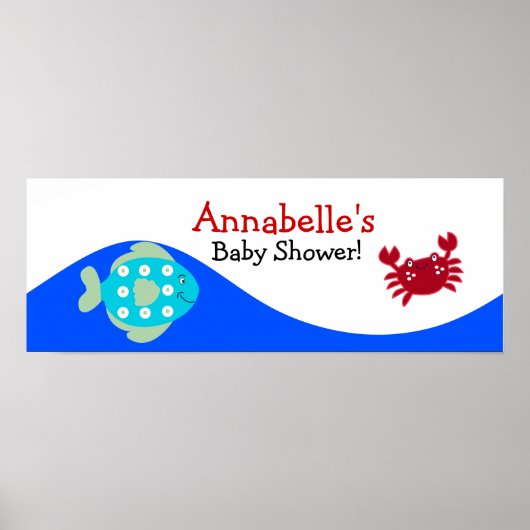 Onder het Zee Calypso Baby shower Banner Poster (Voorkant)