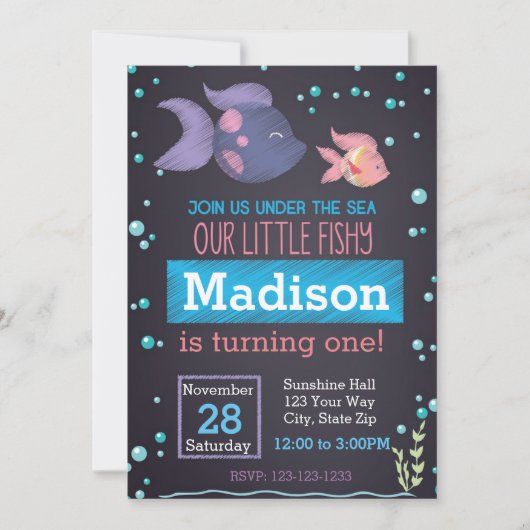 Onder het Zee Chalkboard Birthday Invitation Kaart (Voorkant)