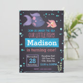 Onder het Zee Chalkboard Birthday Invitation Kaart (Staand voorkant)
