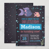 Onder het Zee Chalkboard Birthday Invitation Kaart (Voorkant / Achterkant)
