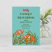Onder het Zee Clown Fish Birthday, personaliseren Kaart (Staand voorkant)