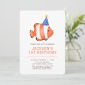 Onder het zee clownvis verjaardagsuitnodiging kaart (Staand voorkant)