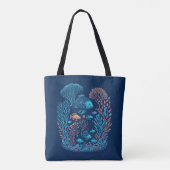 Onder het Zee Coral Reef Art Tote Bag (Achterkant)
