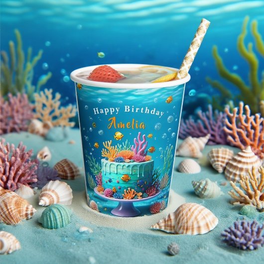 Onder het Zee Coral Reef Cake - Verjaardag Papieren Bekers