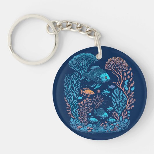 Onder het Zee Coral Reef Graphic Sleutelhanger (Voorkant)