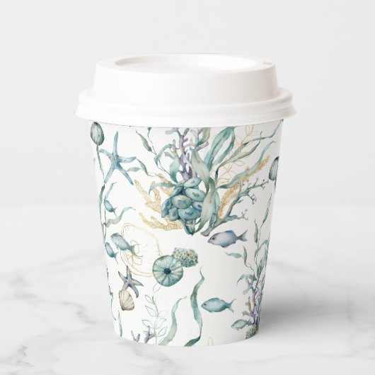 Onder het Zee Coral Reef Paper Cups Papieren Bekers (Voorkant)