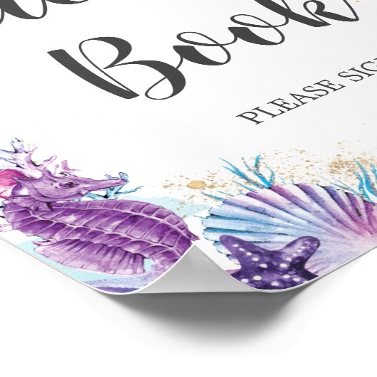 Onder het Zee Corals Shells Paars Pink Guestbook Poster (Hoek)