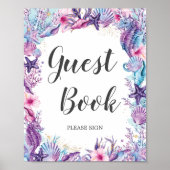 Onder het Zee Corals Shells Paars Pink Guestbook Poster (Voorkant)