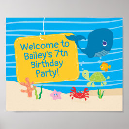 Onder het Zee Creatures Birthday Poster