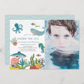 Onder het Zee Creatures Marine Life Birthday Foto Kaart (Voorkant / Achterkant)
