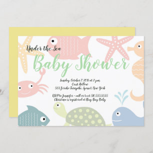 Onder het Zee Creatures Ocean Baby shower Kaart