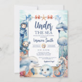 Onder het Zee Creatures Ocean Life Baby shower Kaart (Voorkant)