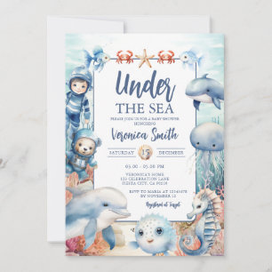 Onder het Zee Creatures Ocean Life Baby shower Kaart