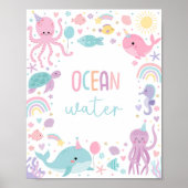 Onder het Zee Creatures Ocean Water Birthday Party Poster (Voorkant)