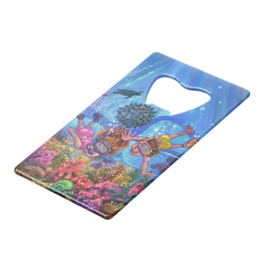 Onder het Zee Creditkaart Flessenopener (Voorkant Gekanteld)