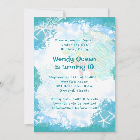 Onder het Zee Custom Birthday Party Invitations Kaart (Voorkant)