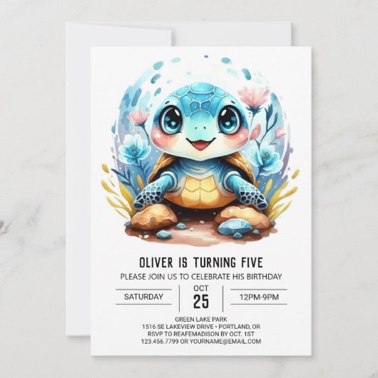 Onder het Zee Custom Chic Turtle Boy Birthday Kaart (Voorkant)