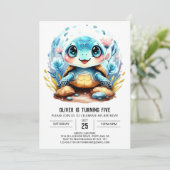 Onder het Zee Custom Chic Turtle Boy Birthday Kaart (Staand voorkant)