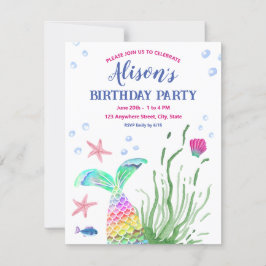 Onder het Zee Custom Name Party Invitation Kaart