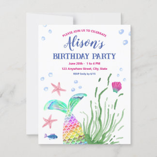 Onder het Zee Custom Name Party Invitation Kaart