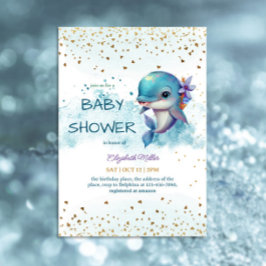 Onder het Zee Cute Dolphin Baby Boy Shower Kaart