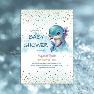 Onder het Zee Cute Dolphin Baby Boy Shower Kaart