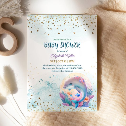 Onder het Zee Cute Dolphin Baby Girl Shower Kaart