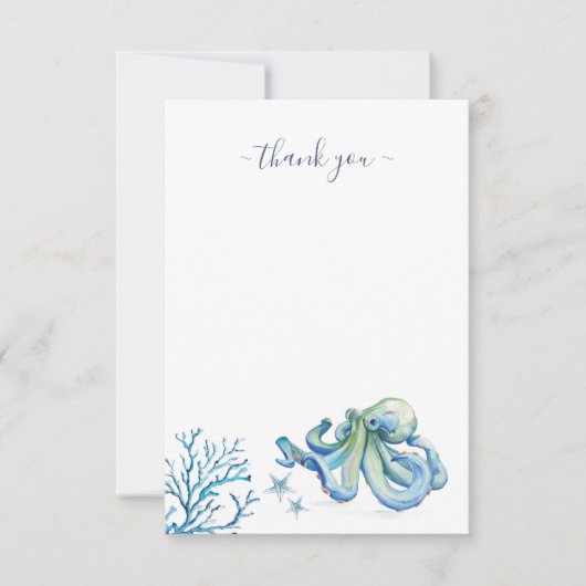 Onder het Zee Dank je Blauwe Octopus Bedankkaart (Voorkant)