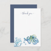 Onder het Zee Dank je Blauwe Octopus Bedankkaart (Voorkant / Achterkant)