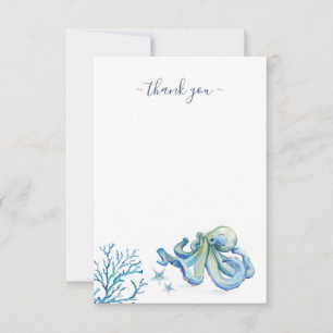 Onder het Zee Dank je Blauwe Octopus Bedankkaart