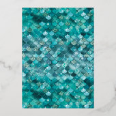 Onder het Zee Dark Blauwgroen Mermaid Quinceanera  Folie Uitnodiging (Achterkant)