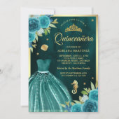 Onder het Zee Dark Blauwgroen Zeemeermin Gold Quin Kaart (Voorkant)