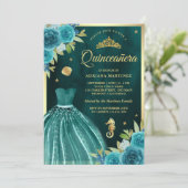 Onder het Zee Dark Blauwgroen Zeemeermin Gold Quin Kaart (Staand voorkant)