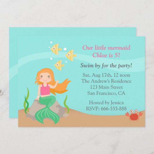 Onder het Zee, de Leuke Partij van de Verjaardag Kaart (Voorkant / Achterkant)