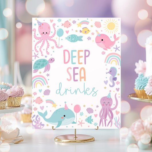 Onder het Zee Deep Zee Drinken Party Poster
