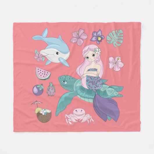 "Onder het zee" deken voor meisjes. (Voorkant (Horizontaal))