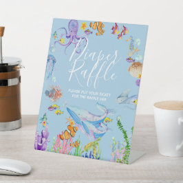 Onder het Zee Diaper Raffle Reclamebord Met Voetstuk