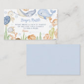 Onder het Zee Dieren Baby shower Luier Raffle Informatiekaartje (Voorkant / Achterkant)