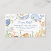 Onder het Zee Dieren Baby shower Luier Raffle Informatiekaartje (Voorkant)