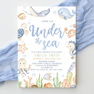 Onder het zee dieren oceaan Baby shower Kaart