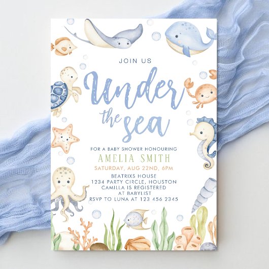 Onder het zee dieren oceaan Baby shower Kaart