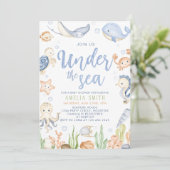 Onder het zee dieren oceaan Baby shower Kaart (Staand voorkant)