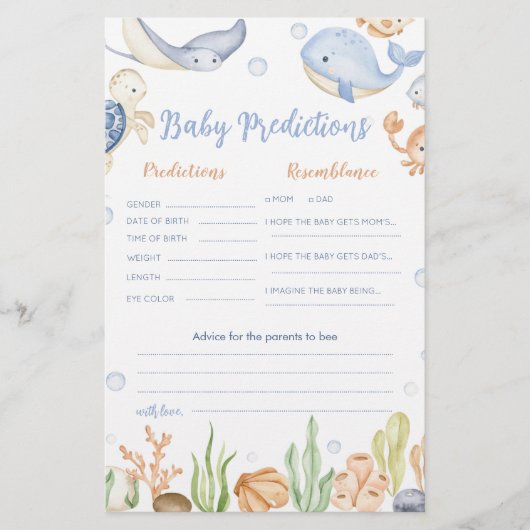 Onder het zee dieren oceaan Baby voorspellingskaar (Voorkant)