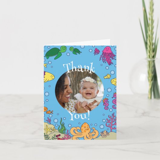 Onder het Zee Dieren Schattige 1e verjaardag Foto (Voorkant)